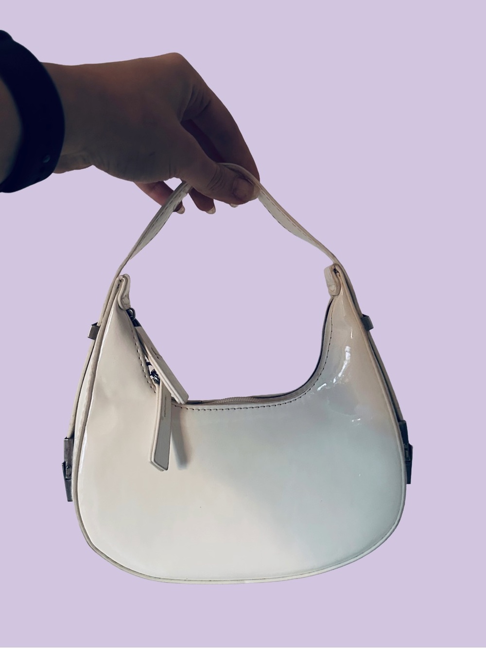 White Patent Shoulder Bag for Women